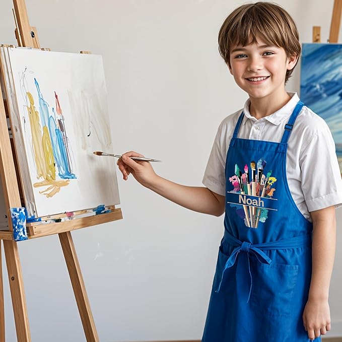 Personalized Kids Apron for Painting with Custom Name - Custom Artist Apron for Painting, Craft - Gift for Boys & Girls 3-13
