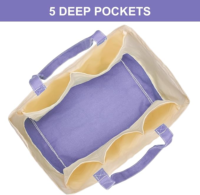 CNaiyunpin Reusable Grocery Bags Heavy Duty, 8.3 gal Foldable Large Canvas Tote Bag with Handles, Holds 60 lbs Canvas Shopping Bags, 3 Pack（Off White+Light purple）