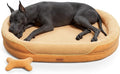 CWAWZ XXL Orthopedic Dog Bed, 53 in. Dog Bed for Large Sized Dogs with Full-Surround Bolsters, Dual-Sided Dog Cooling Beds with Memory Foam, Washable Pet Sofa Couch with Nonslip Bottom, Brown