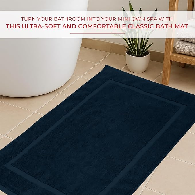RIVERSIDE Bath Mat Set of 2 - Blue Opal Bath Mats 21x34 Inches, Not a Bathroom Rug, 100% Ring Spun Cotton, Super Soft & Highly Absorbent Bathroom Floor Mats