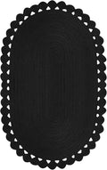 Runner Oval Rug 5x10 Area Rug Solid Pattern Kilim Rug Black Solid Design 0.27 inches ThickIndoor Outdoor Rug Flatweave Rug Indian Artisans Rugs for Home & Foyer Corridor Hallway & Stair Runner