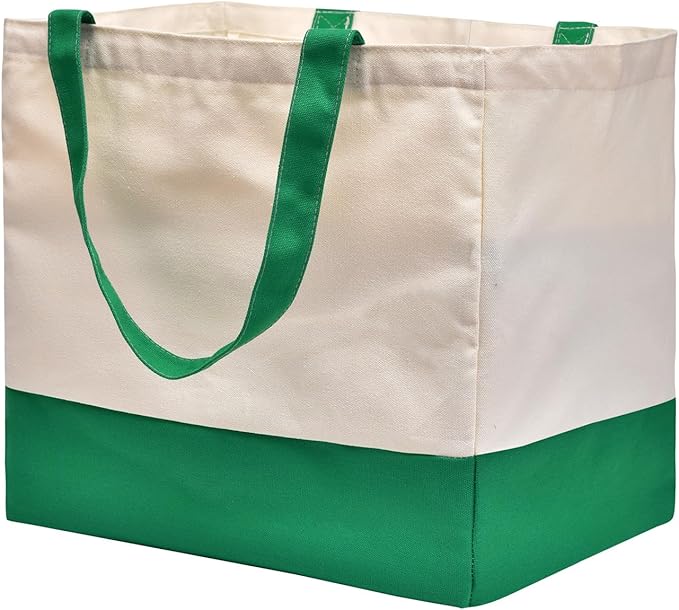 CNaiyunpin Canvas Reusable Grocery Bags, Heavy Duty 8.3 gal Foldable Large Canvas Tote Bag, Holds 60 lbs, 1 Pack