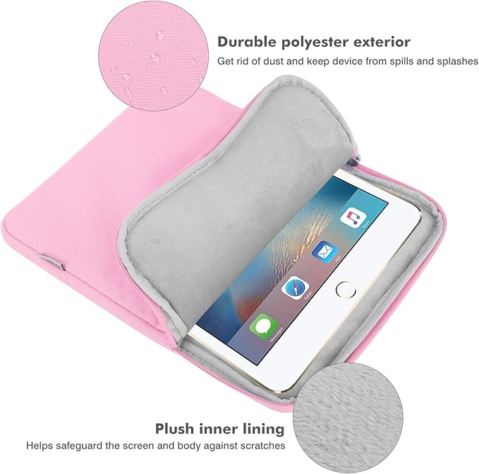 MoKo 9-11 Inch Tablet Sleeve Bag Carrying Case Fits New 11inch iPad Air M3, iPad A16 2025, iPad Pro 11 M4, Air 5/4/3, iPad 10/9/8th Gen, Tab S8/S9 11", Pink