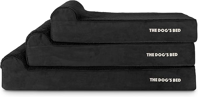 The Dog’s Bed Orthopedic Headrest Dog Bed Large Black Plush, Memory Foam, Pain Relief for Arthritis, Hip & Elbow Dysplasia, Post Surgery, Lameness, Waterproof Washable Cover, Veterinary Approved