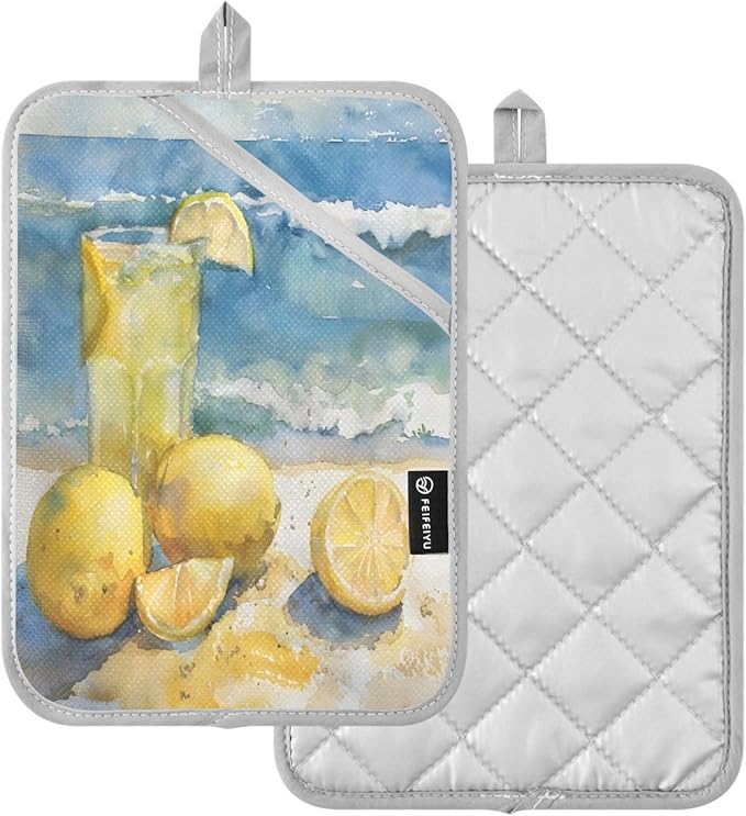 Pot Holders Set of 2 Lemons and Lemonade Hot Pads for Kitchen Heat Resistant Potholders Sets for Kitchen and Baking 7x9.8in