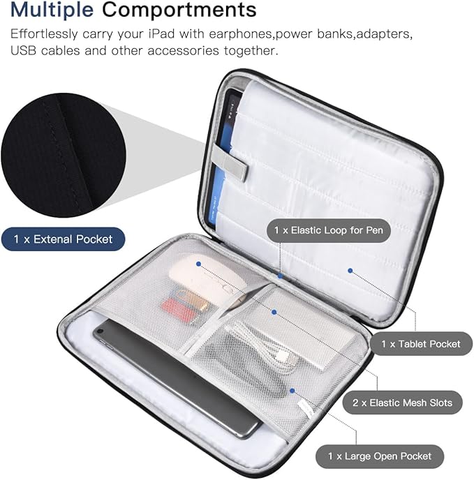 13 Inch Laptop Carrying Sleeve for 2025 Apple MacBook Air 13 Inch Laptop with M4 chip A3240, MacBook Air 13.6" M3 A3113 2024 / M2 A2681 2022 Protective Bag Case with Handle Pocket - Black
