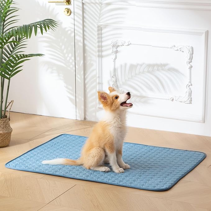 Soulbond Cooling Mat for Extra Large Dogs - 60"x80" Washable Cooling Pad for Puppy, QMAX>0.3, Anti-Slip Bottom, Portable Summer Cool Kennel Bed Pad for Outdoor/Indoor/Cars/Travel Use, Ocean Blue