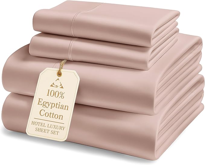 LANE LINEN Luxury 100% Egyptian Cotton Sheets California King Bed Set - 1000 Thread Count, Oeko-Tex Certified No Pill Fade Resistant Machine Washable Cotton Cooling Cal King Sheet Set- Sepia Rose