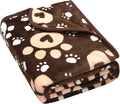 AHOOCUSTOM Dog Blanket, Soft Fleece Dog Blankets for Large Dogs, Fluffy Flannel Pet Cat Puppy Blanket Mat Cover for Bed Couch, Cute Paw Print Throw Blanket for Dogs, Brown 60"X50"