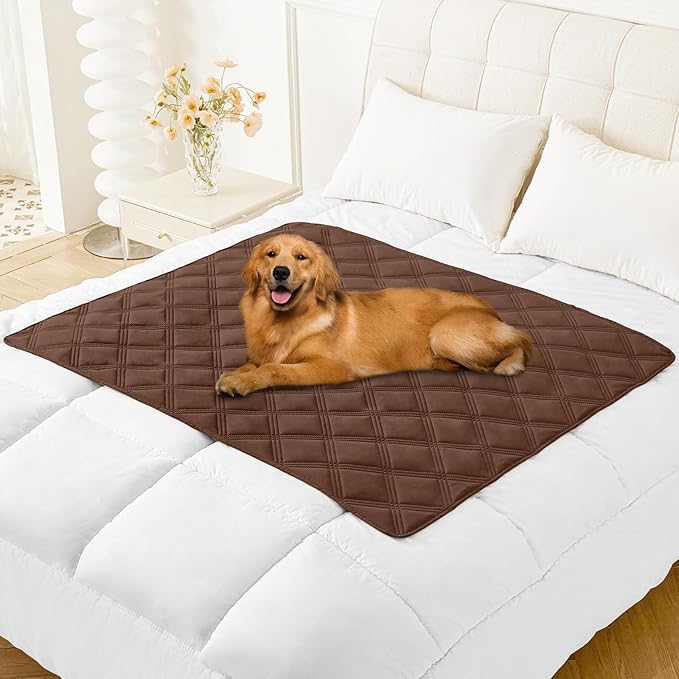 Smiry Waterproof Dog Bed Cover Blanket 40x50, Soft Reversible Pet Blanket, Washable Leakproof Cats Dogs Couch Cover for Sofa, Couch, Furniture, Lattice, Brown/Beige