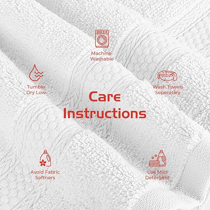 RIVERSIDE 12 Pack Premium 100% Cotton Face Wash Cloths, 12 x 12 Inches, Soft & Absorbent Face Towels for Bathroom Wash Clothes, 550 GSM, Luxury WashCloths for Showering, Body, Spa & Gym, White