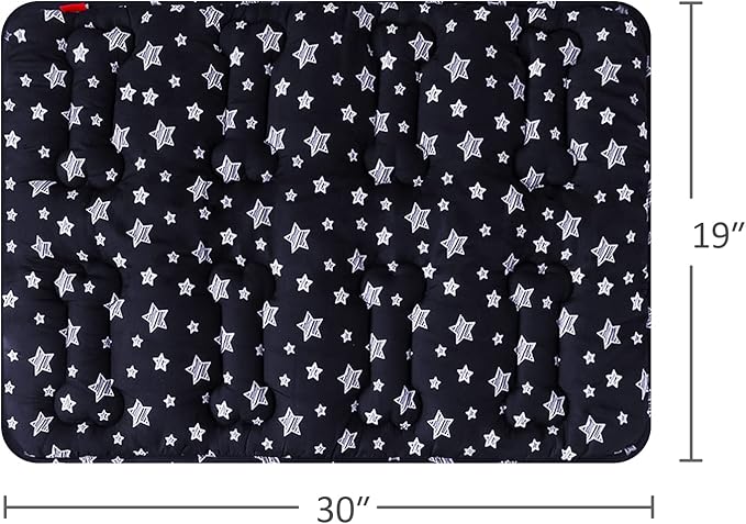 Dog Crate Mat (30" X 19") 2 Pack, Soft Dog Bed Mat with Cute Prints, Personalized Dog Crate Pad, Anti-Slip Bottom, Machine Washable Kennel Pad, Black