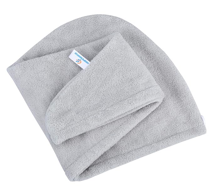 HOPESHINE Hair Drying Towel Twist Women's Soft Shower Microfiber Towels for Hair Turban Wrap Fast Drying Ultra Absorbent Cap Great Gift for Women (3-Pack Dark Grey+Grey+ Sky Blue)