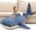 Tezituor 51inches Giant Whale Shark Stuffed Animal, 4.3ft Large Blue Stuffed Whale Shark Plush Body Pillow for Girls Boys, Realistic Plush Toy Christmas Birthday Ocean Theme Gift for Kids Adults