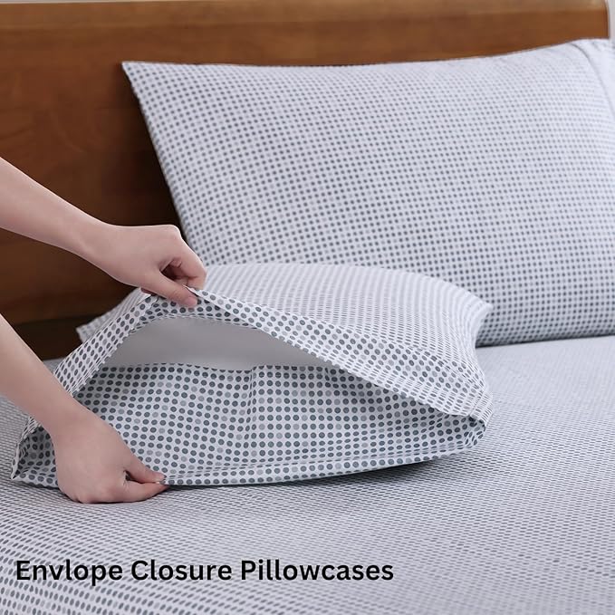LANE LINEN 100% Organic Cotton Twin Sheets Set - 3 PC Bedding Sheets & Pillowcases - Breathable & Cooling Bed Sheets - Deep Pocket up to 15", Sheets for Twin Size Bed: Polka Dot (Blue)