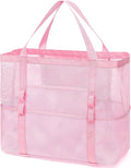 Fammart Mesh Beach Bag, Large Beach Tote with Zipper Pocket for Family Pool Bag for Toys & Vacation Essentials