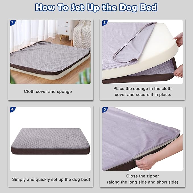 JoicyCo Large Dog Bed, High Density Foam, Good Resilience for Enough Cushion to Large Dogs Such as Great Dane, 47 * 39 Inches Widen Pet Bed, Non Slip Bottom with Removable Washable Cover