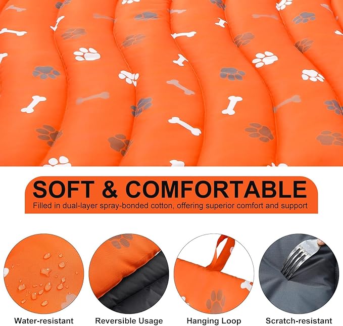 BINGPET Outdoor Travel Dog Bed for Large/Medium Dogs,Portable Waterproof Camping Mat with Carry Bag,Foldable Outside Bed,Machine Washable Indoor Pet Mat for Small,Medium and Large Dogs 35"x51"