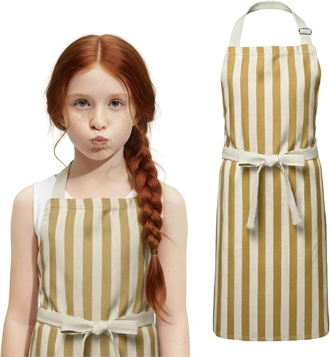 Tampoco Design Kids Apron – 100% Cotton, Adjustable & Machine Washable – for Baking, Cooking, and Crafts – Ages 5–11