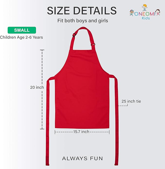 Kids Apron, Small, 100% Cotton With An Adjustable Strap to fit All Ages