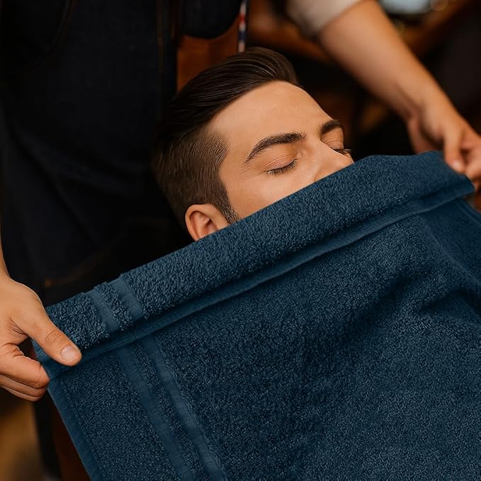 RIVERSIDE Pack of 24 Salon Towels Set – 16 x 26 Inches, 100% Ring Spun Cotton Highly Absorbent and Quick Dry Towels for Salon, Hand, Barber, Gym, Home & Hair Care, Navy Blue