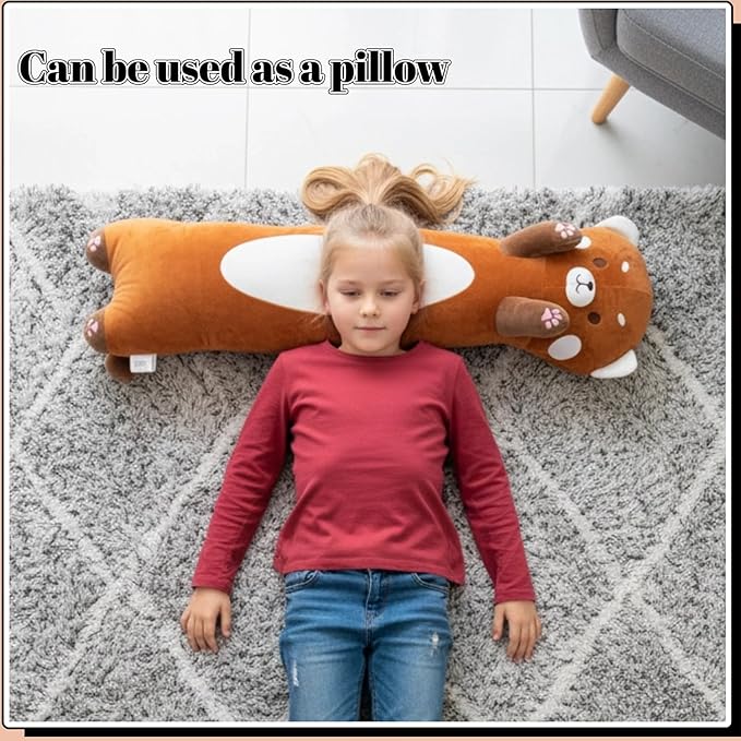 Shuoopen Red Panda Stuffed Animal Pillow - Long Red Panda Plush Toy, Super Soft Hugging Pillow for Kids & Adults, Gift for Christmas & Home Decor (90cm/35.4inch)