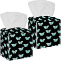 2 Pack Butterfly on Black Background Tissue Box Cover,Tissue Box Cover, Tissue Box Holders, Tissue Holder for Bathroom