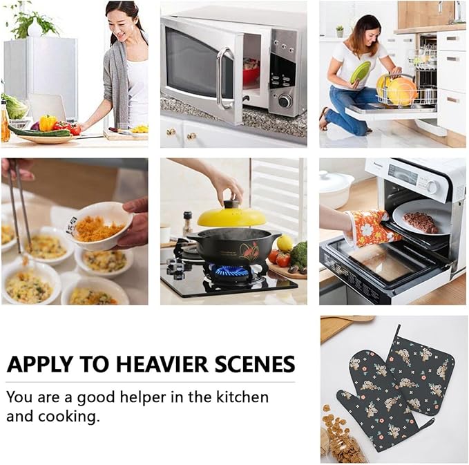 Cute Koala Oven Mitts and Pot Holders Set of 4 Silicone Heat Resistant Oven Mitten Potholders Non Slip Gloves Kitchen Decor for BBQ Cooking Grilling Baking