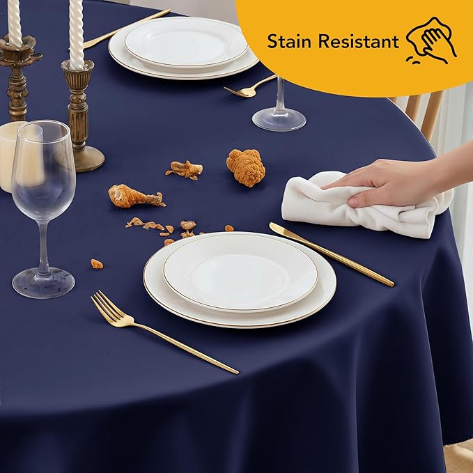 10-Pack Navy Blue Round Tablecloths, 70 Inches, Stain-Resistant Polyester for 3-4 Ft Round Tables - Washable Table Covers for Weddings, Banquets, Birthday Parties, Events