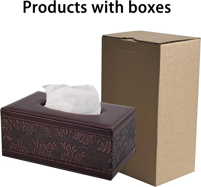 XNONE PU Leather Tissue Box Cover Tissue Box Holder Rectangle Tissues Organizer with Magnetic Bottom,Decorative Napkin Caddy for Vanity Dresser Night Stand Table Countertop Home Office Car,Retro
