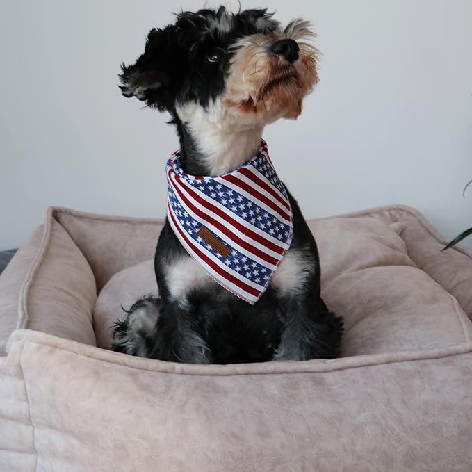 UP URARA PUP 4th of July Dog Bandana, Patriotic Bandana for Small Medium Dog, Cute Patriotic Puppy Bandana, Cotton American Flag Pet Triangle Bid Scarf Kerchief for Girl Boy Dogs or Cats