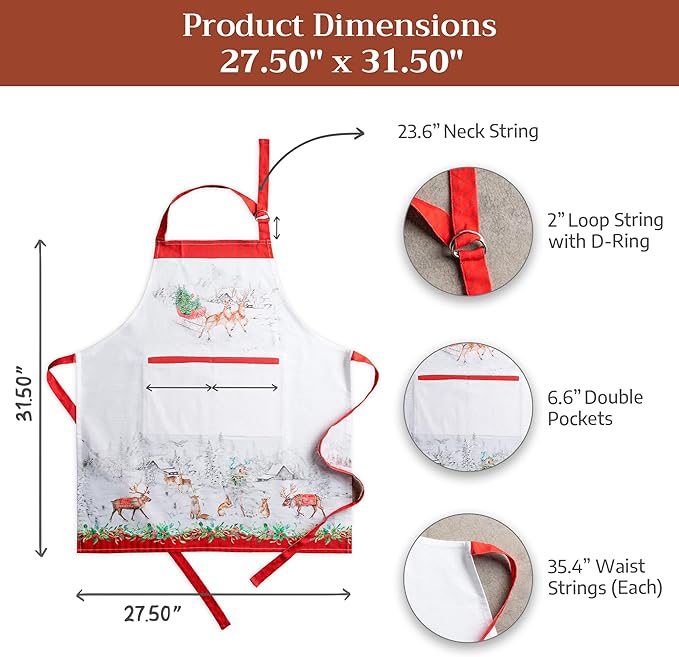 Maison d' Hermine 100% Cotton Apron for women with Pocket Kitchen Chef Apron for Men Cooking Gardening Server Waitress