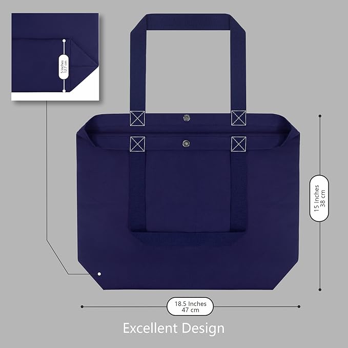 TOPDesign 12-Pack Canvas Tote Bags with Magnetic Snap, Reusable Grocery Shopping Bags, DIY Your Creative Designs