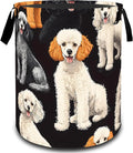 VODRM Cute Poodle Dog Laundry Basket, Dirty Collapsible Clothes Toy Organizer Hamper for Kids Adults, Oxford Cloth Waterproof Storage Bin for Room Bedroom Bathroom Home Decor Gifts, 19.7"X15.7"