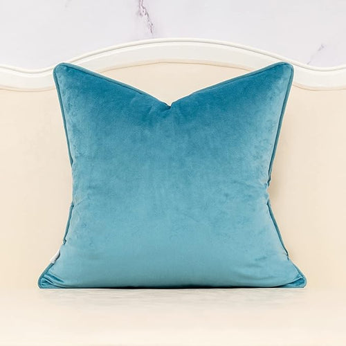 Alerfa 20 x 20 Inch Light Blue Square Maple Leaf Pillow Embroidery Cut Velvet Cushion Case Luxury Modern Lumbar Throw Pillow Cover Decorative Pillow for Couch Sofa Living Room Bedroom Car