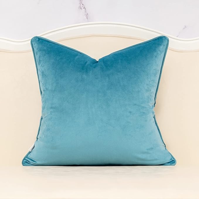 Alerfa 18 x 18 Inch Light Blue Square Maple Leaf Pillow Embroidery Cut Velvet Cushion Case Luxury Modern Lumbar Throw Pillow Cover Decorative Pillow for Couch Sofa Living Room Bedroom Car