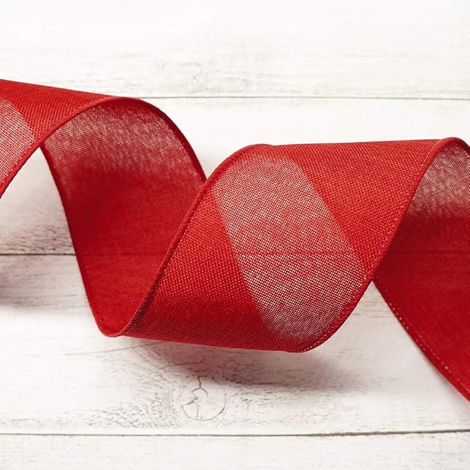 CT CRAFT LLC Burlap Fabric Wired Ribbon 2.5 Inch x 10 Yards Red for Christmas Home Wedding Decor Gift Wrapping Tree Topper Bow Wreath Bouquet DIY Crafts