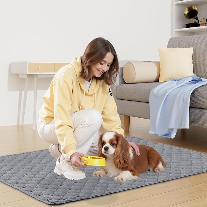 Smiry Waterproof Dog Bed Cover Blanket, Soft Reversible Pet Blanket, Washable Leakproof Cats Dogs Couch Cover for Sofa, Couch, Furniture, Plaid (68x82 Inch, Grey/Light Grey)
