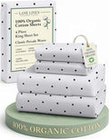 LANE LINEN 100% Organic Cotton Printed King Size Bed Sheets Machine Washable Fully Elasticized Low Pill Fade Resistant Cotton Sheets, Soft & Comfy Percale Eco Friendly sábanas King- Black Polka Dot
