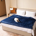 Maidewow Dark Blanket for Dogs on Couch Blue Pets Blankets Reversible Fluffy Pet Bed Cover Puppy Blankets Mats Leakproof Sofa Couch Washable Cover Cat Doggie Blanket for Warm-Navy Blue,XL