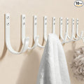 Josmimic 10-Pack Wall Hooks for Towel/Coat - 22LB Heavy Duty Metal Hanger Wall Mount, for Outdoor, Closet, Door, Shelf, Bathroom, for Backpack, Cup, Clothes, Mug, White Matte Screws Included