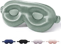 SGMSILK 100% Mulberry Silk Sleep Mask for Unisex, 22 Momme 3D Silk Contoured Eye Mask, Breathable Light Blocking Blindfold with Adjustable Strap, Blackout Eye Cover for Travel, Grayish Green