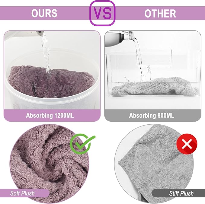 YHPDYL 3 Pack Microfiber Hair Towel Wrap for Women, Fast Drying Hair Turban with Button, Anti-Frizz Large Hair Towel for All Hair Styles, Soft & Absorbent Hair Drying Towel (Purple, Bule, Brown)