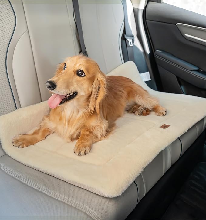 Made4Pets Dog Crate Pad Bed for Small Dogs, Washable & Reversible, Anti-Slip Kennel Mat for Cozy Sleeping, Soft Fluffy Dog Bed for Indoor & Outdoor Use, 24"x18", Beige