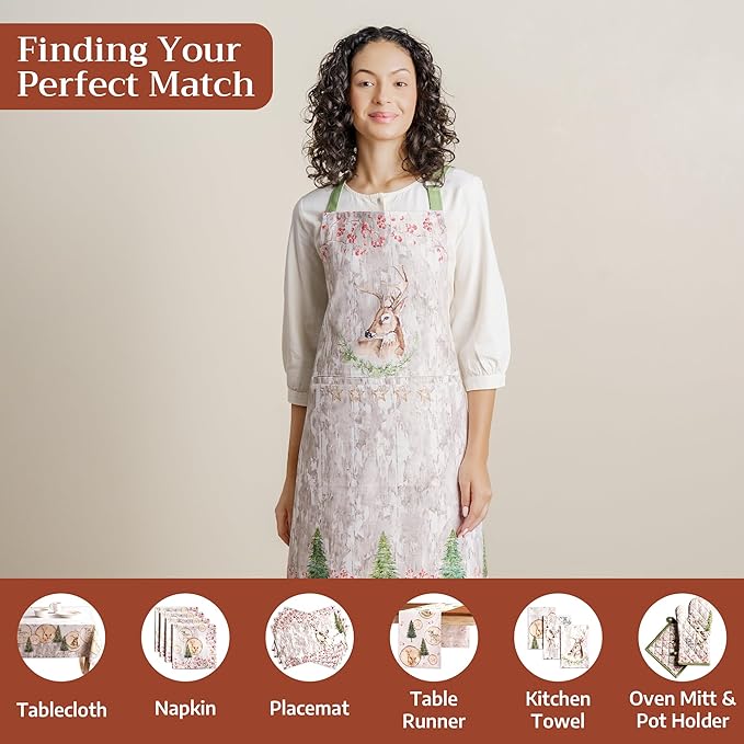 Maison d' Hermine 100% Cotton Apron for women with Pocket Kitchen Chef Apron for Men Cooking Gardening Server Waitress
