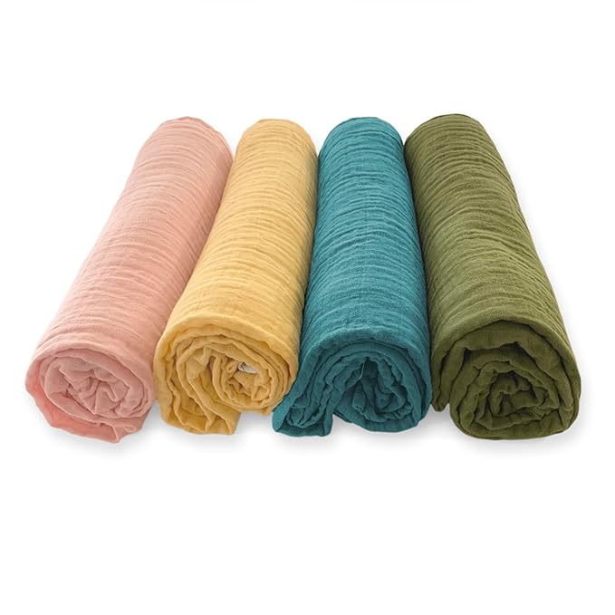 SwaddleDesigns Cotton Muslin Swaddle Blankets for Baby Boy & Baby Girl, Set of 4, Neutral Receiving Blankets for Newborn, Baby Registry & Gift, 46x46 inches, Fiesta