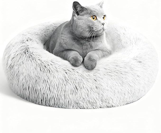 Aofast Calming Dog & Cat Bed for Extra Large Small Medium Sized Pet, Donut Washable Comfort Fluffy Warm Round Mat for Puppy Kitten, 8 Size Essentials Furniture Supplies Indoor