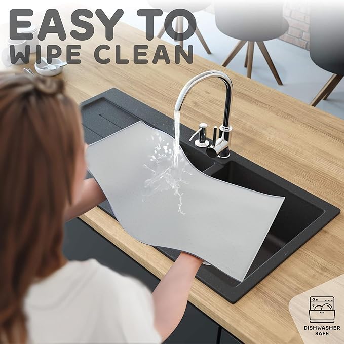 PetHappily Dog Food Mat - Raised Edges Dogs Mat for Food and Water Prevent Spill, Waterproof Cat Food Mats Protect Floors, Easy Clean Dog Bowl Mats for Food and Water, Silicone Pet Feeding Placemats