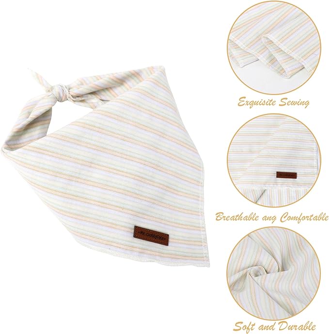 MR. CHUBBYFACE Macaron Striped Dog Bandanas Reversible Triangle Bibs Scarf Accessories for Dogs Cats Pets Orange and Pink S