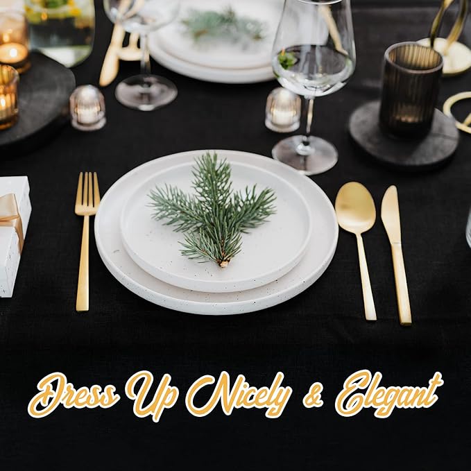 BRILLMAX 10 Pack Black Tablecloths 70 x 120 Inch for 6ft or 8ft Rectangle Tables - Rectangular Bulk Linen Polyester Fabric Washable Cloth Cover for Wedding Reception Banquet Birthday Party